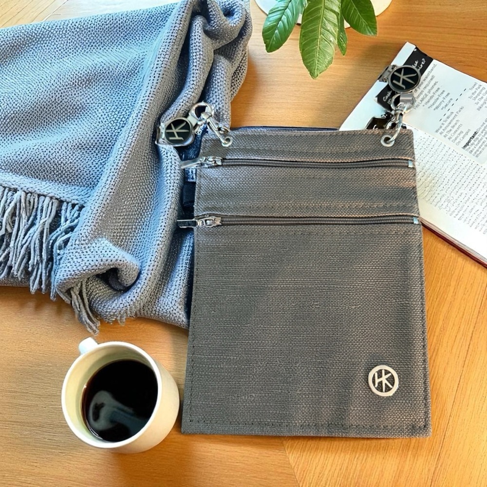 Gray Hip Klip Key & Card Holder, RFID protection,clip on pocket